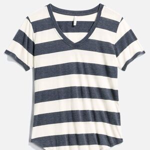 Z Supply Blue and White Fitted Short Sleeve Tee